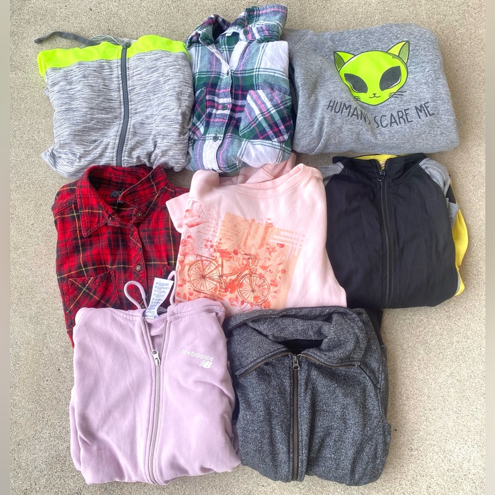 8 Womens Hoodies Sweaters / Long Sleeve Button Tops Shirts Clothing Lot S & M